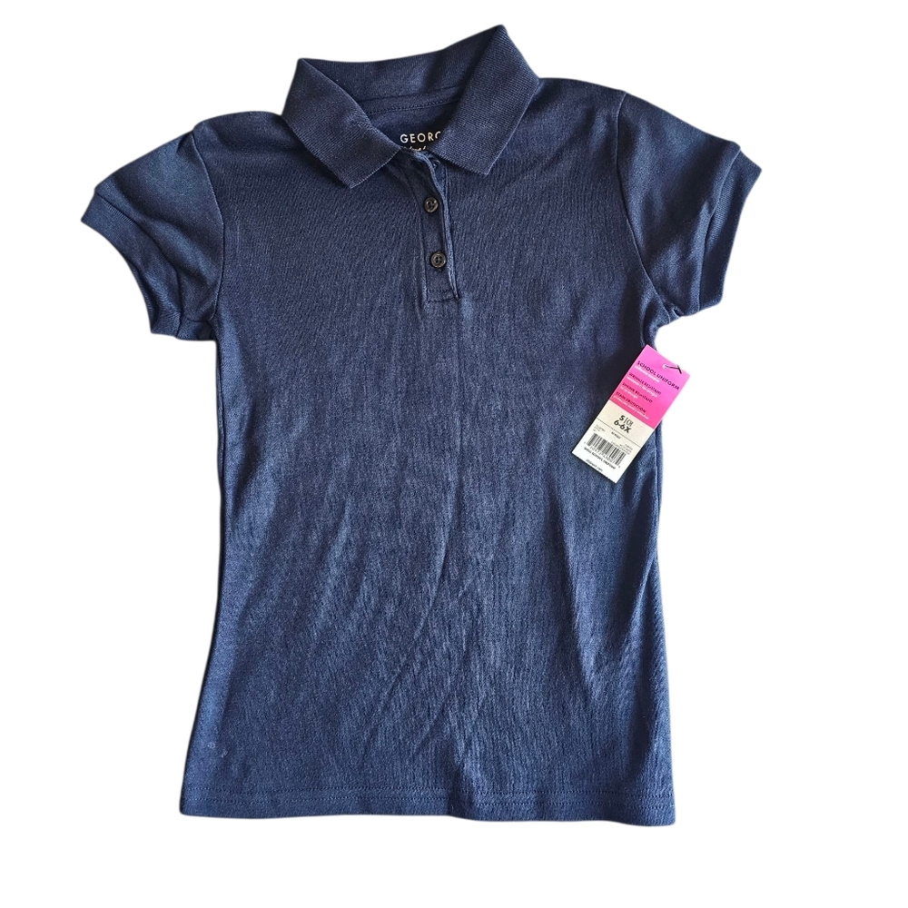 George Girls Navy Blue Short Sleeve Polo Size 6 NWT